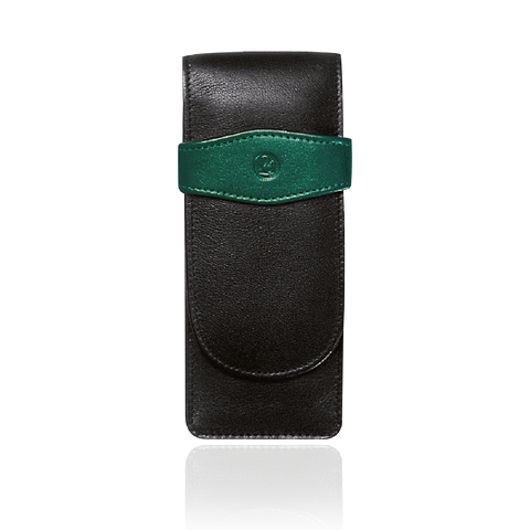 LEATHER POUCH TG32 BLACK/GREEN