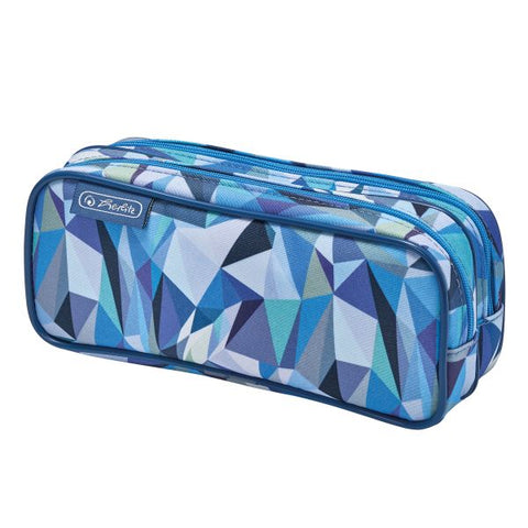 DOUBLE PENCIL POUCH WILD ANIMALS BLUE