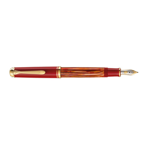 SE SOUVERÄN M600 TORTOISESHELL-RED FOUNTAIN PEN EF