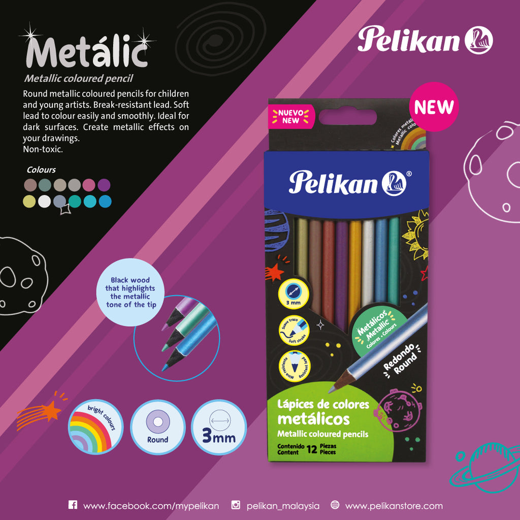 NEW PELIKAN METALLIC 12 COLOURED PENCILS!