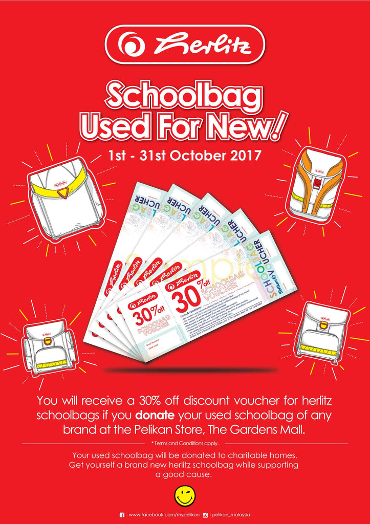 SCHOOLBAGS USED FOR NEW 1 - 31 OCTOBER 2017