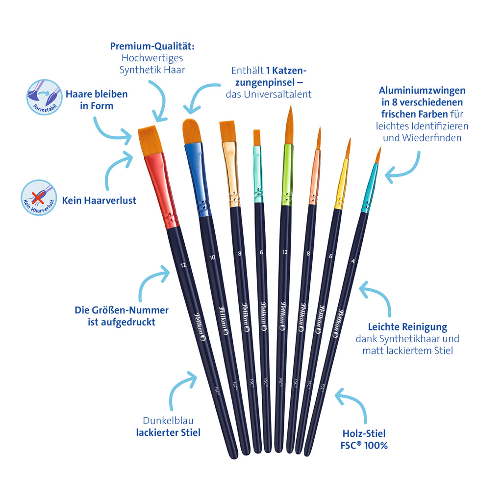 BRUSHES SET PREMIUM WITH 8 SYNTHETIC BRUSHES