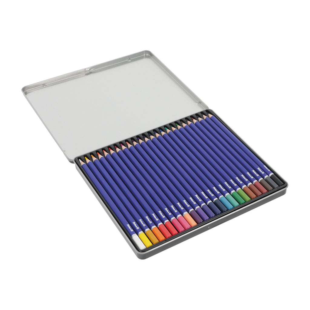 PREMIUM COLOURED PENCILS 24 COLOURS IN TIN CASE
