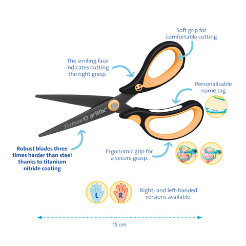 GRIFFIX SCISSORS NEON BLACK LEFT HAND BLISTER