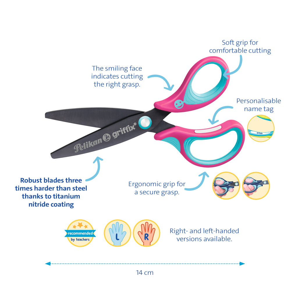 GRIFFIX SCISSORS LOVELYPINK RIGHTHAND BLISTER