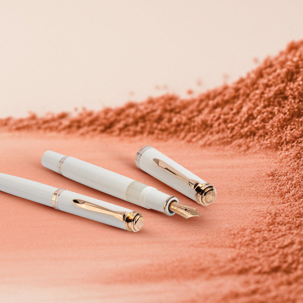 SE SOUVERÄN M600 WHITE AND ROSE GOLD FP F NIB IN GIFT BOX
