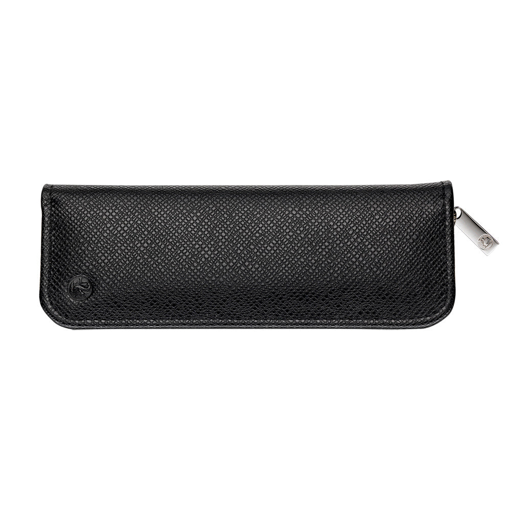 ELEGANT LEATHER POUCH TGX2Z BLACK-ENGRAIN