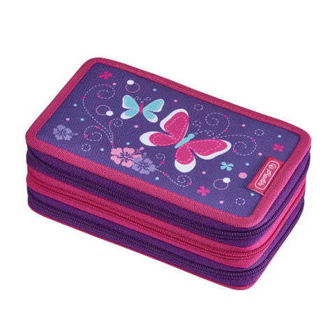 TRIPLE PENCIL CASE 31 PCS. BUTTERFLY