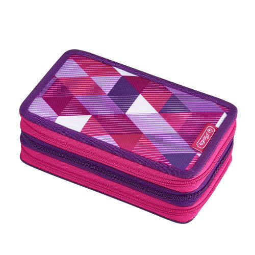 TRIPLE PENCIL CASE 31 PCS. PINK CUBES
