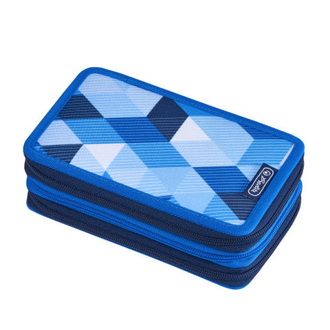 TRIPLE PENCIL CASE 31 PCS. BLUE CUBES
