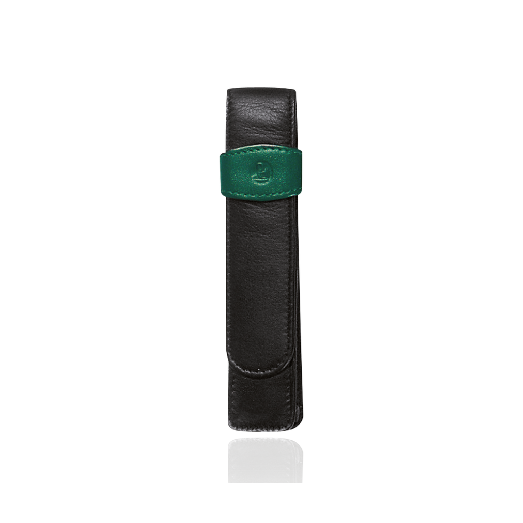 LEATHER POUCH TG12 BLACK/GREEN