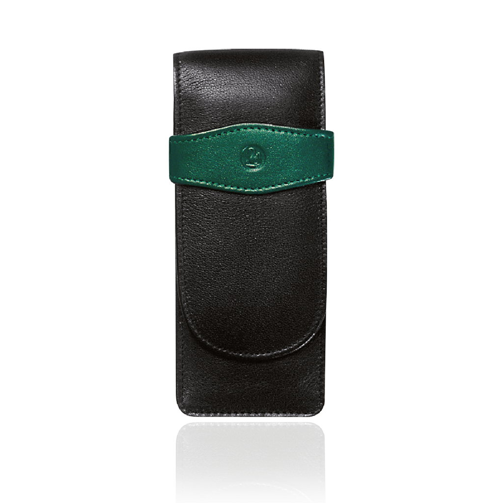 LEATHER POUCH TG32 BLACK/GREEN