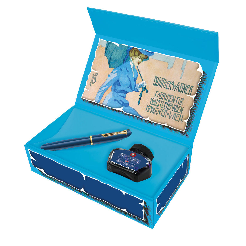 SE CLASSIC M120 SET ICONIC BLUE FOUNTAIN PEN  F + INK 4001 30ML ROYAL BLUE