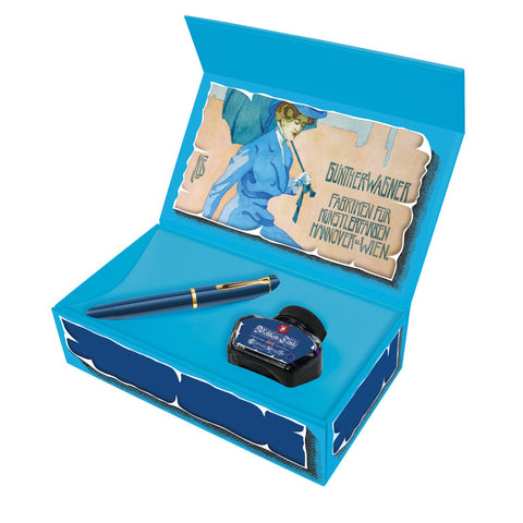 SE CLASSIC M120 SET ICONIC BLUE FOUNTAIN PEN  M + INK 4001 30ML ROYAL BLUE