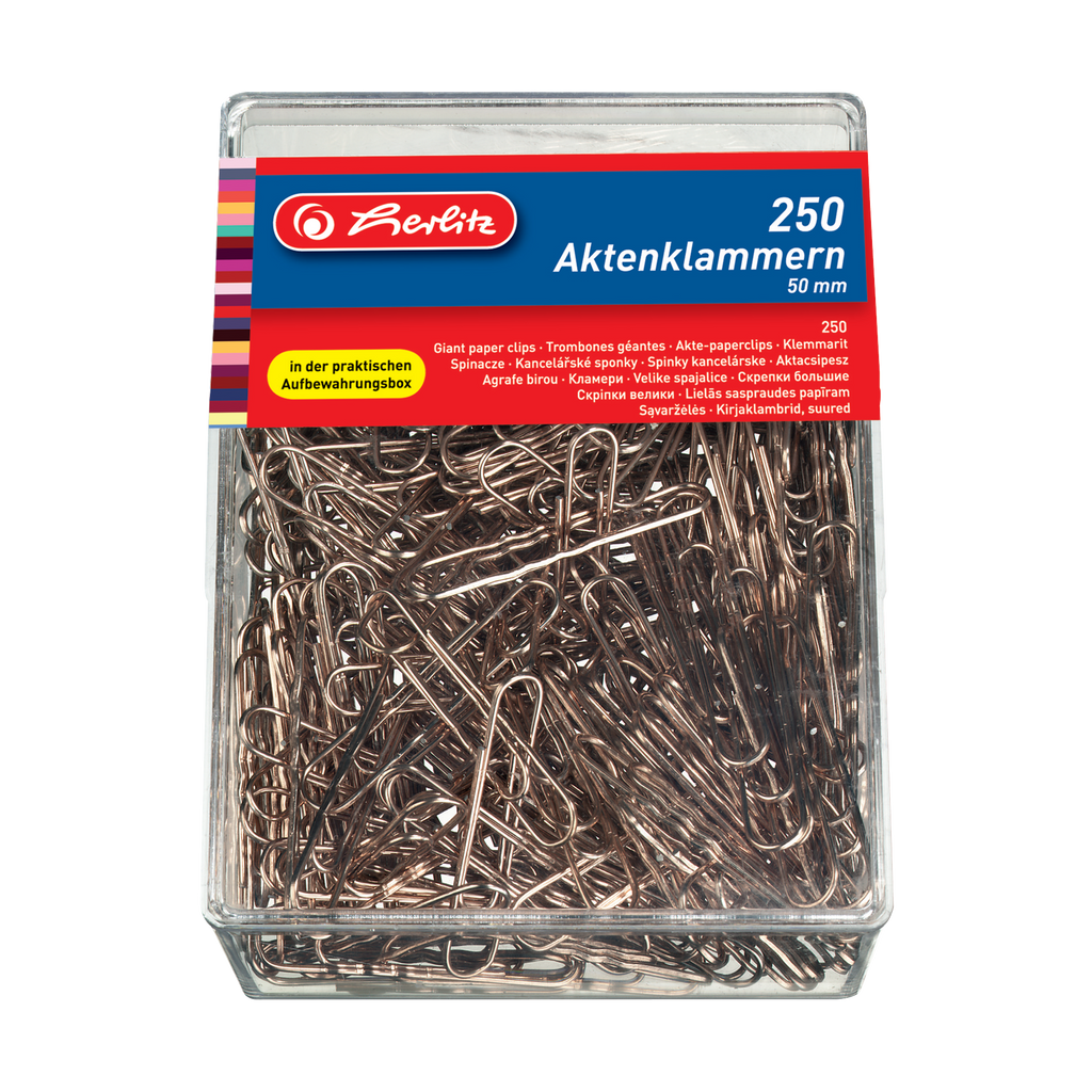 GIANT PAPER CLIPS 50MM 250PCS/BOX CORRUG.COPPER