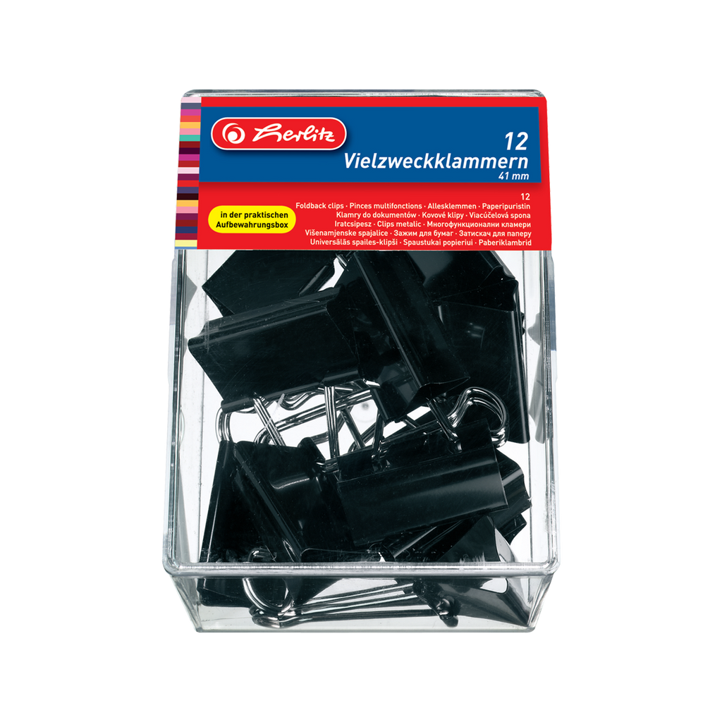 FOLD BACK CLIPS 41MM 12PCS/BOX BLACK