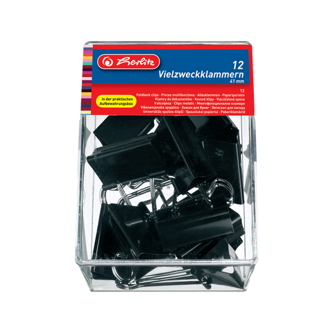 FOLD BACK CLIPS 41MM 12PCS/BOX BLACK