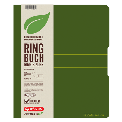 2 RING BINDER RECYCLING PP A4 25MM DARK GREEN