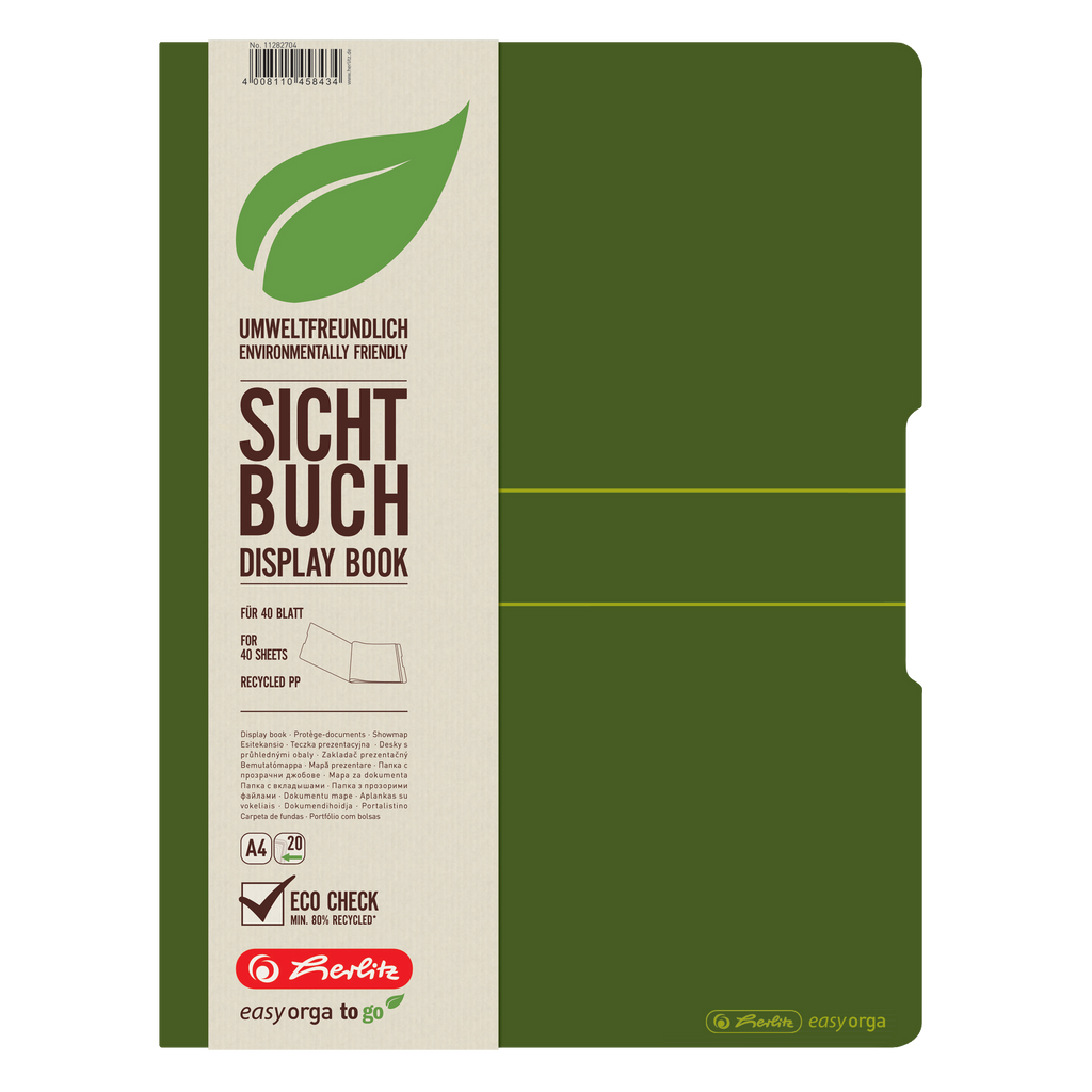 DISPLAY BOOK RECYCLING A4/20 DARK GREEN