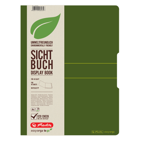 DISPLAY BOOK RECYCLING A4/20 DARK GREEN
