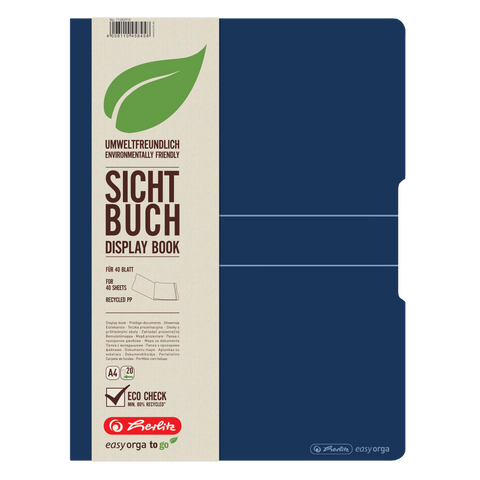 DISPLAY BOOK RECYCLING A4/20 DARK BLUE