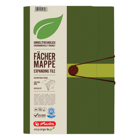 EXPANDING FILE RECYCLING PP 12 PARTS DARK GREEN