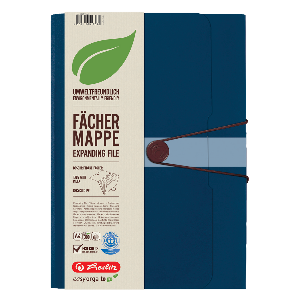 EXPANDING FILE RECYCLING PP 12 PARTS DARK BLUE