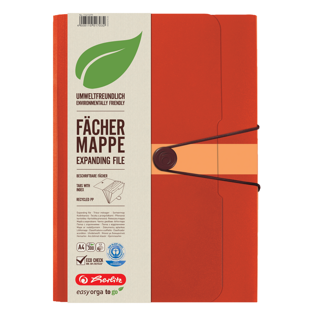 EXPANDING FILE RECYCLING PP 12 PARTS ORANGE