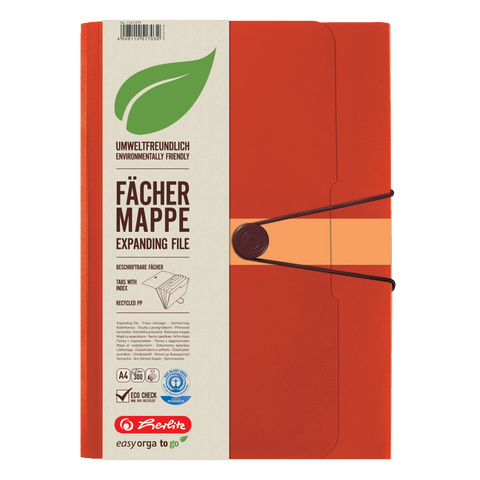 EXPANDING FILE RECYCLING PP 12 PARTS ORANGE