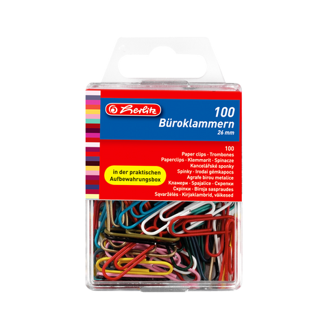 PAPER CLIPS 26MM 100PCS/BOX ASSORTED COLOURS