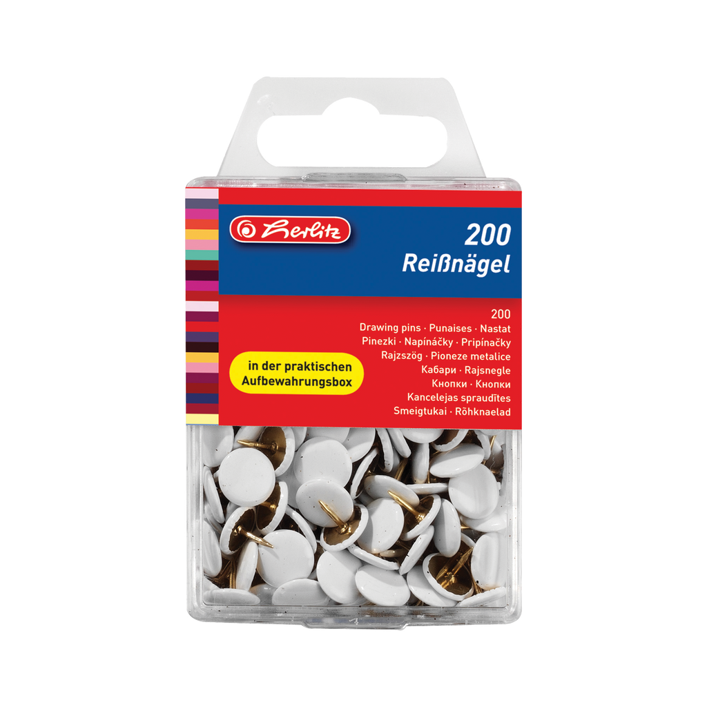 DRAWING PINS 200PCS/BOX WHITE