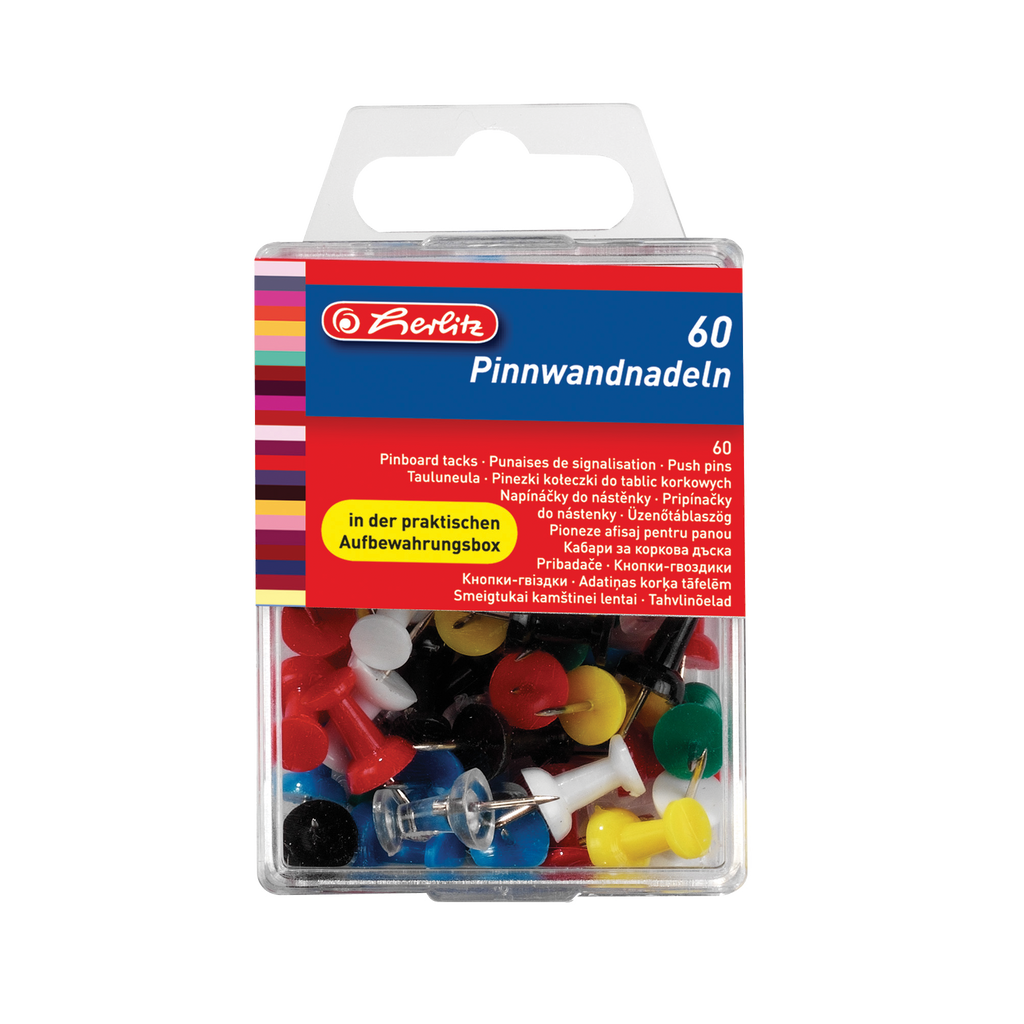 PINBOARD TACKS 60PCS/BOX COLOURED