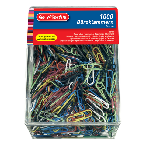 PAPER CLIPS 26MM 1000PCS/BOX ASSORTED COLOURS