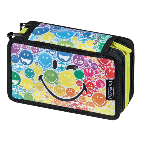 TRIPLE PENCIL CASE 31PCS. SMILEYWORLD RAINBOW