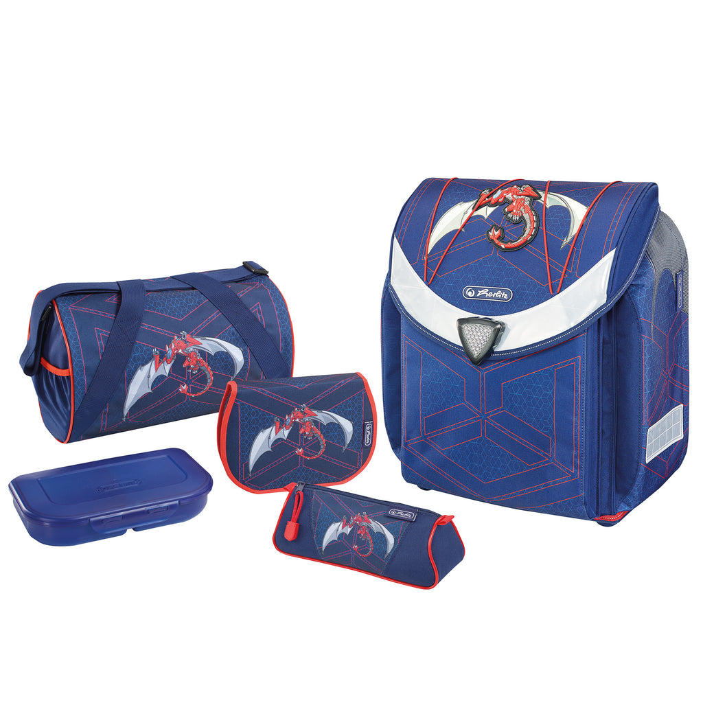 SCHOOLBAG FLEXI PLUS RED ROBO DRAGON