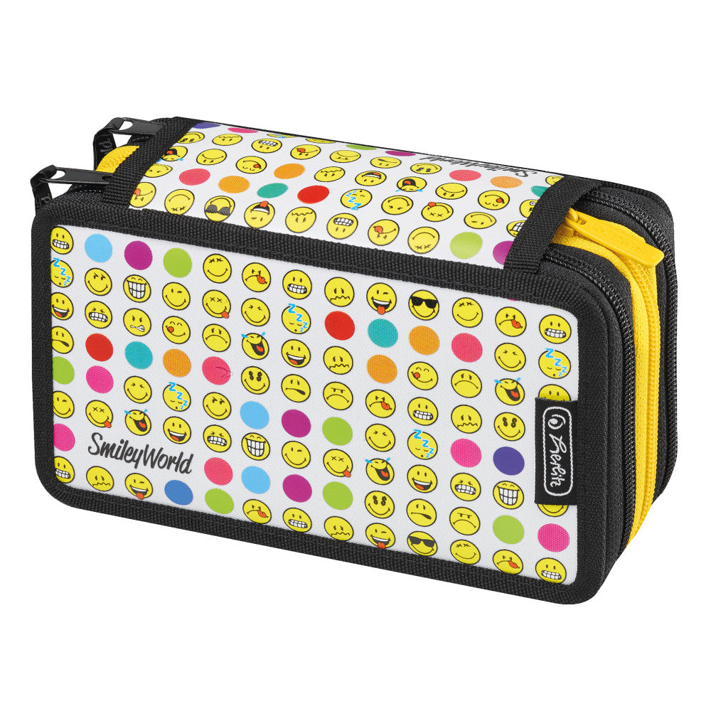 TRIPLE PENCIL CASE 31 PCS SMILEYWORLD RAINBOW FACES