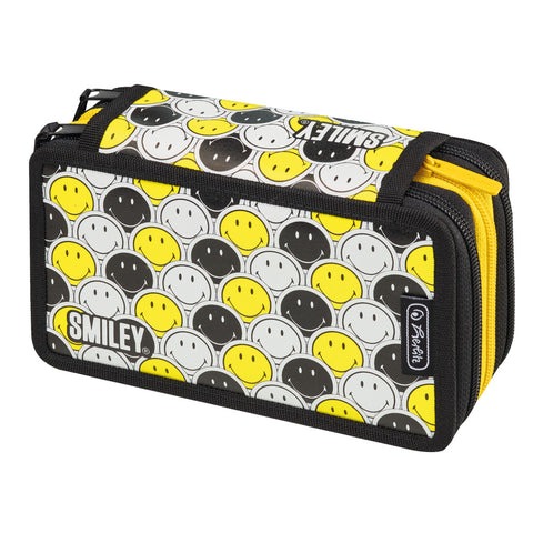 TRIPLE PENCIL CASE 31 PCS SMILEY B&Y STRIPES