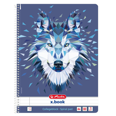SPIRAL PAD A4/80 RULED  WILD ANIMALS WOLF