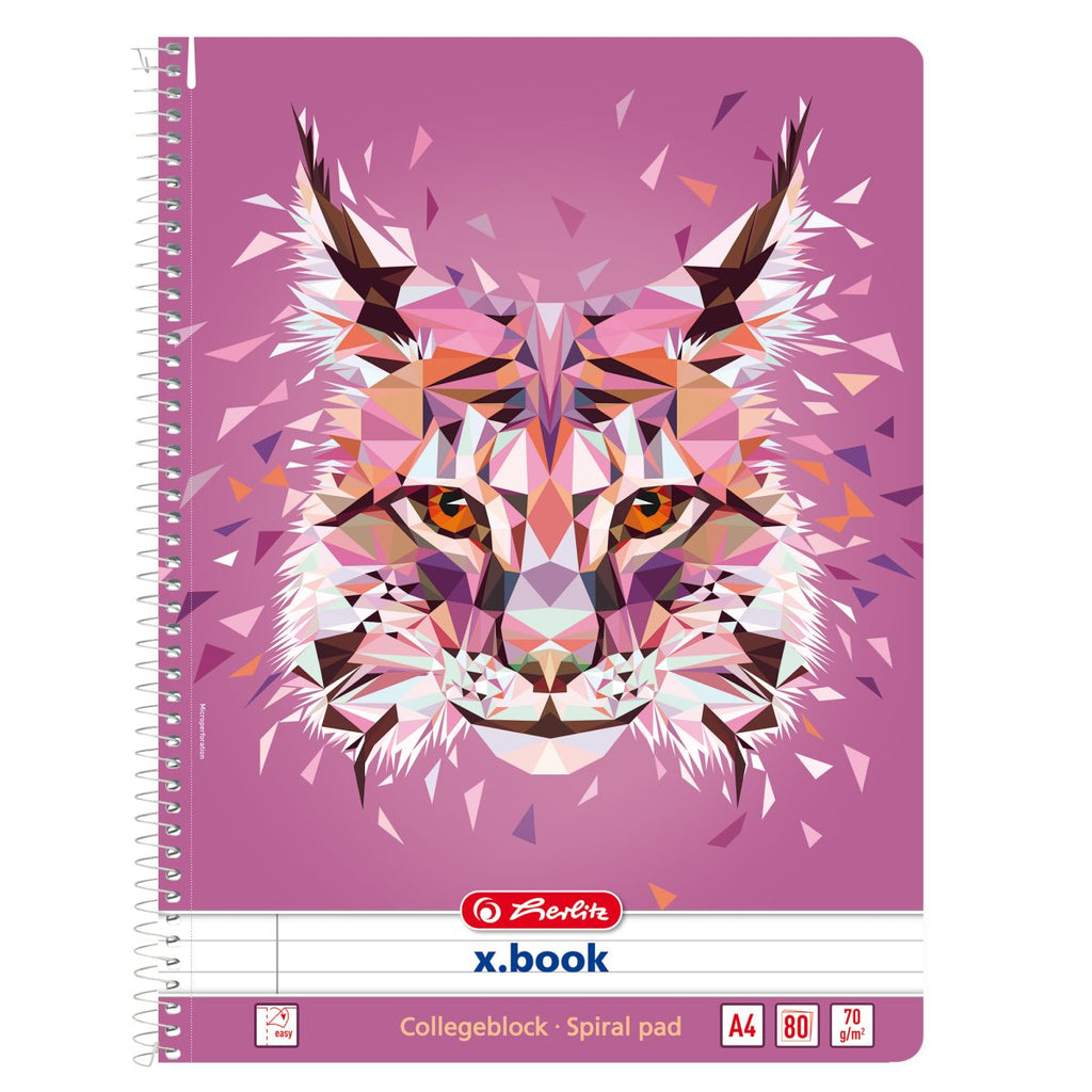 SPIRAL PAD A4/80 RULED  WILD ANIMALS LYNX