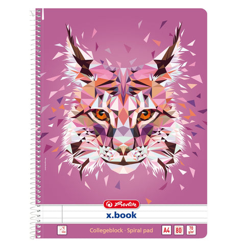 SPIRAL PAD A4/80 RULED  WILD ANIMALS LYNX