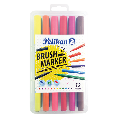 BRUSH MARKER 12 COLOURS
