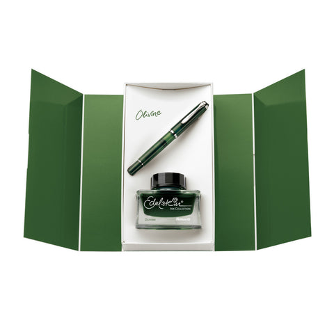SE CLASSIC SET M205 OLIVINE FOUNTAIN PEN EF + EDELSTEIN® INK IN GIFT BOX