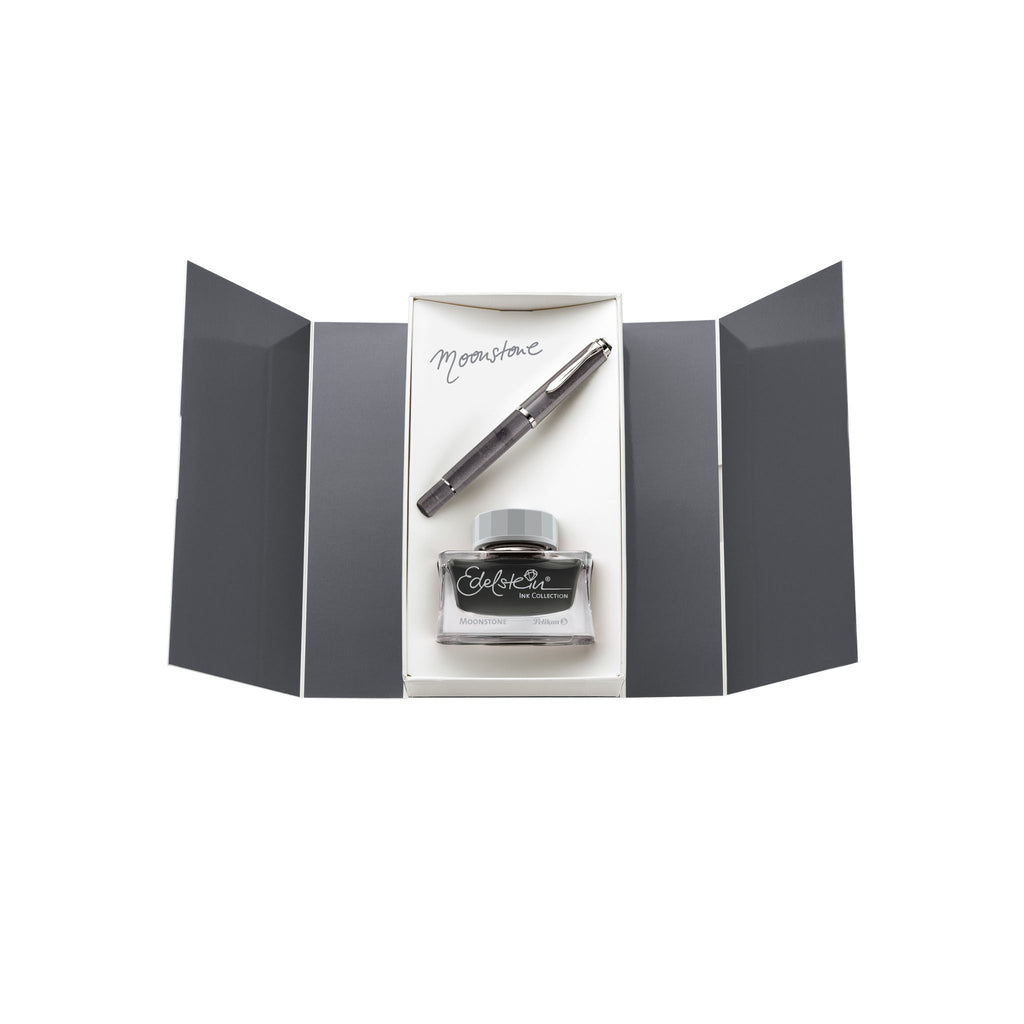 SE CLASSIC SET M205 MOONSTONE FOUNTAIN PEN F WITH EDELSTEIN® INK IN GIFT BOX