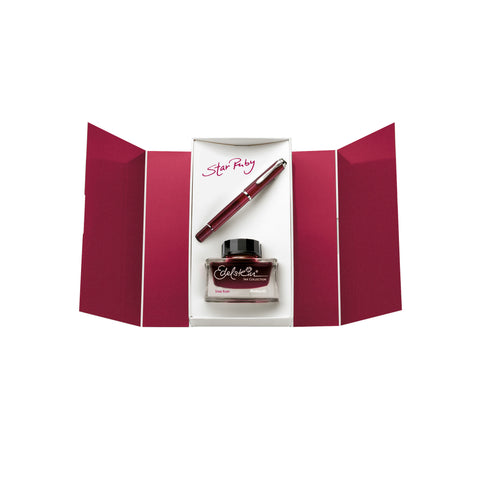 SE CLASSIC SET M205 STAR RUBY FOUNTAIN PEN EF WITH EDELSTEIN® INK IN GIFT BOX