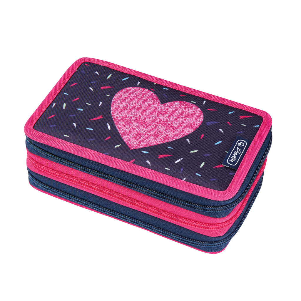 TRIPLE PENCIL CASE 31 PCS. TROPICAL HEART